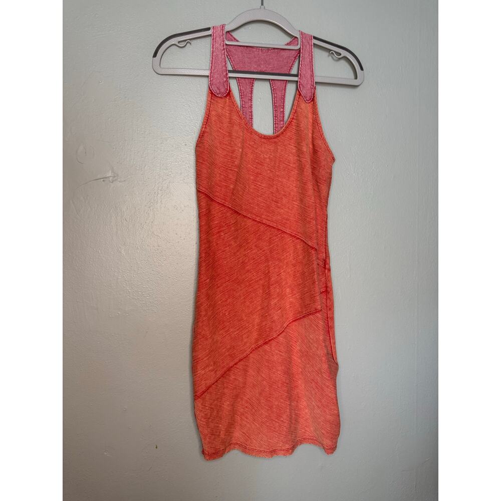 Free People Orange and pink mini dress groovy Bodycon color blocking